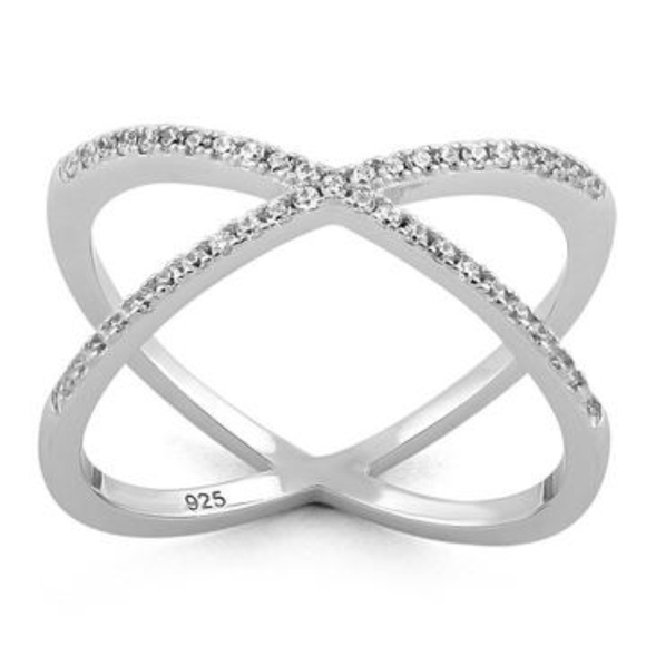 RESTOCK SOON Sterling Silver X Cubic Zirconia Ring - Picture 4 of 8